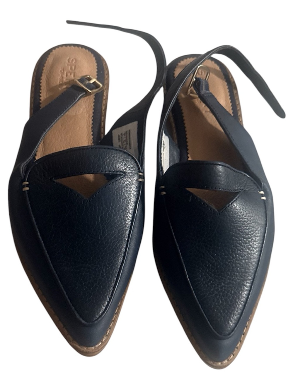 Sperry Black Pointed Slingback Mules